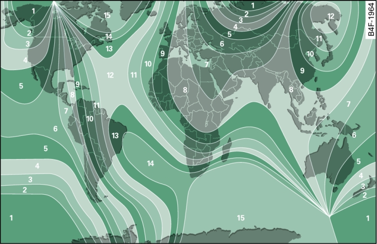 Map of compass calibration zones